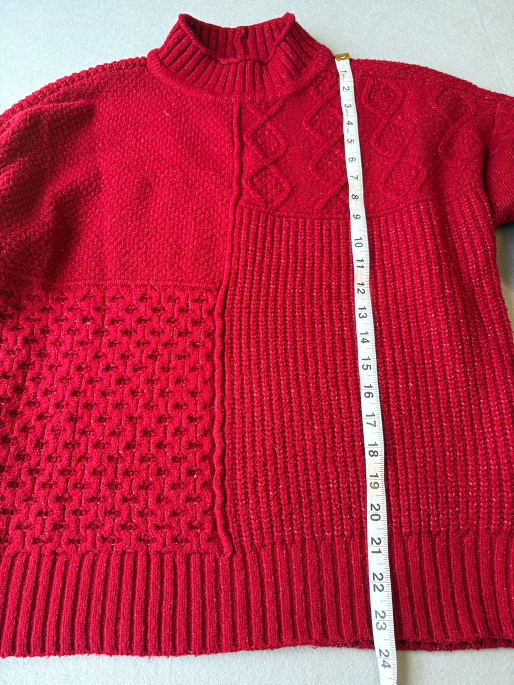 Y2K American Eagle Red Cable-Knit Turtleneck Sweater Sz M - Picture 8 of 10